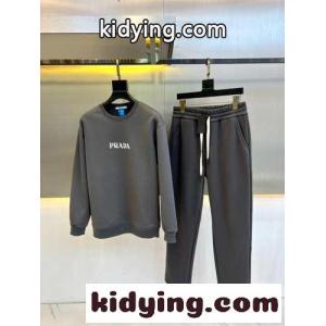 スウェットシャツ×スウェットパンツ 裏起毛 プラダ コピー セットアップ 偽物 上下セット グレーkid26q4Dqei