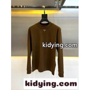 ベーシック 上品 合わせやすい 長袖Tシャツ プラダ ブランド コピー Tシャツ 偽物 ブラウンkid26reaWjm