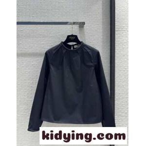 シンプル 無地 長袖 ブラウス フェンディ コピー シャツ コピー コットン ブラックkid26H1rOPv