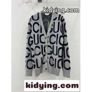 gucci コピー インターシャ ウール カーディガン グッチ コピー ニット コピー ユニセックス グレーkid26bW191z