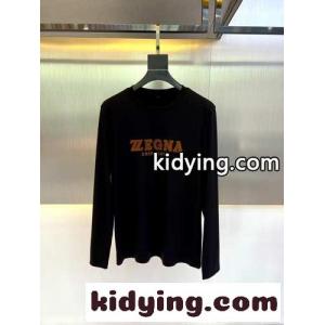 シンプル ロゴ エルメネジルド・ゼニア Tシャツ コピー コットン 長袖Tシャツ ブラックkid26COj05r