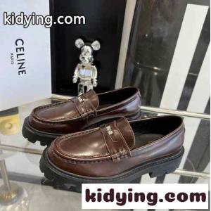 スタイルアップ 定番 厚底 ローファー セリーヌ ブランド コピー シューズ コピー レディースシューズ ブラウンkid2691rGPr