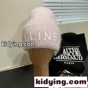 セリーヌ スーパーコピー 帽子 コピー 秋冬 定番 ロゴ ニットキャップ ピンクkid26aW91Da