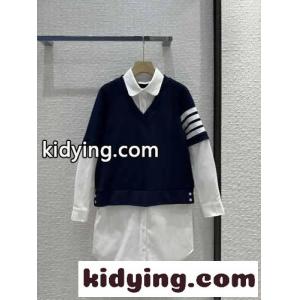 4BAR Vネック Tシャツ＆シャツドレス トムブラウン コピー ワンピース コピー ネイビーkid26HHHzWj