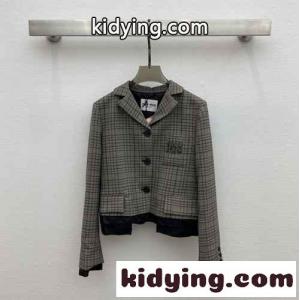 シングルブレスト プリンス オブ ウェールズチェック ジャケット ミュウミュウ コピー ジャケット コピーkid26S1bO1j