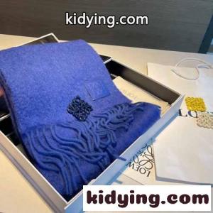 アナグラムブローチ付 暖かい モヘア＆ウールスカーフ ロエベ ブランド コピー スカーフ コピー ブルーkid26511XTb