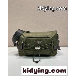 プラダ コピー スピードロック Re-Nylon レザー ショルダーバッグ スーパーコピー グリーンkid26aqm05r