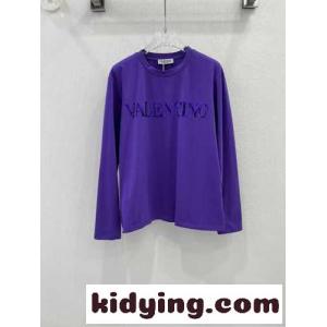 シンプル スパンコールロゴ クルーネック ヴァレンティノ コピー Tシャツ コピー パープルkid26bqWHHv