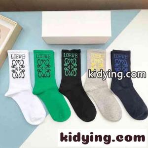 ロエベ コピー 靴下 コピー おしゃれ 快適 アナグラム 5足セット ソックス コットンkid268beWHf