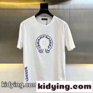 おしゃれ カジュアル クルーネック ロゴ クロムハーツ コピーブランド Tシャツ コピー コットン ホワイトkid26XDGnmm
