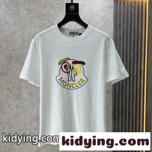 可愛い おしゃれ プリント クルーネック 半袖 モンクレール スーパーコピー Tシャツ コピー ホワイトkid26CK5Lfi