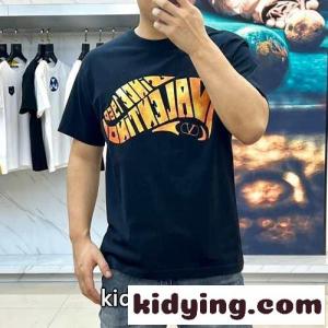 ヴァレンティノ スーパーコピー サーフプリント コットン Tシャツ コピー メンズ トップス ブラックkid265fWrme