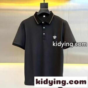 洗練された ビジネス カジュアル 半袖 ポロシャツ ヴェルサーチ コピーブランドェ Tシャツ コピー ブラックkid26j8j4Lr