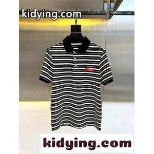 プラダ コピーブランド Tシャツ コピー メンズ カジュアル ストライプ 半袖 ポロシャツkid26ie8Tby