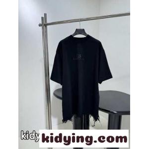 カジュアル オーバーサイズ 刺繍入り バレンシアガ コピー Tシャツ コピー ブラックkid26mi4Dai