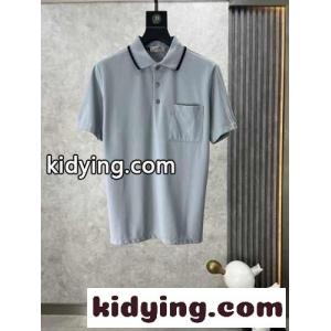 カジュアル 上品 半袖 ポロシャツ エルメス ブランド コピー Tシャツ コピー コットンピケ グレーkid26CCy8Xb