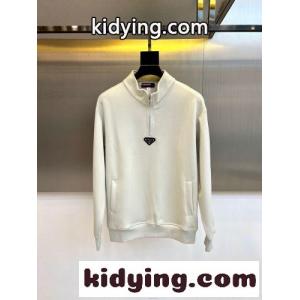 トライアングルロゴ ハーフジップ スウェットシャツ プラダ コピー Tシャツ 偽物 コットンkid26S1PzOj