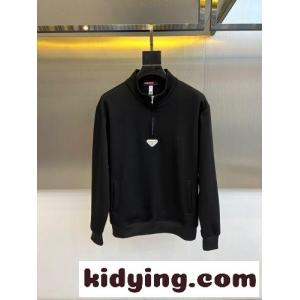 コットン ハーフジップ スウェットシャツ プラダ ブランド コピー Tシャツ 偽物 トライアングルロゴkid26qqW1ri