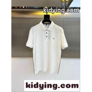 シンプル カジュアル 半袖 ポロシャツ プラダ スーパーコピー Tシャツ 偽物 ホワイトkid26Gnee0f