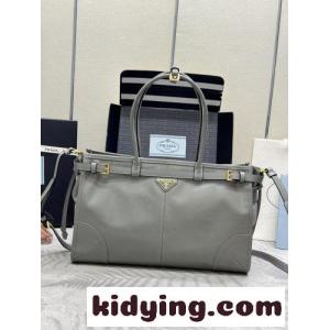エレガント 1BA433 プラダ ブランド コピー ボニー ラージ レザー ハンドバッグ スーパーコピー グレーkid26K9HjGj