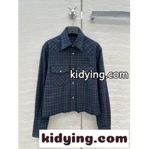 クラシック カジュアル チェック柄シャツ ミュウミュウ コピー シャツ コピー トップスkid26Kne4ru