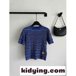 ストライプ コットンブレンド トップス バーバリー コピー ニットウェア コピー ブルーkid26e0L5nq