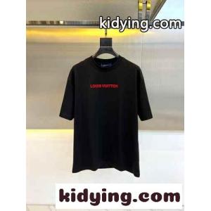 カジュアル シンプル コットン 半袖Tシャツ ルイ・ヴィトン Tシャツ コピー ブラックkid26jeSr8n