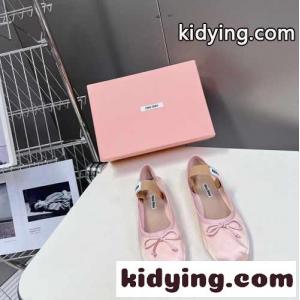 上品 可愛い サテンバレリーナ ミュウミュウ コピー シューズ スーパーコピー ピンクkid26PD0nOb