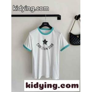人気 ロゴ dior ブランド コピーiviera Tシャツ クリスチャン・ディオール ブランド コピー 半袖Tシャツ コピー レディースkid2605Lbme
