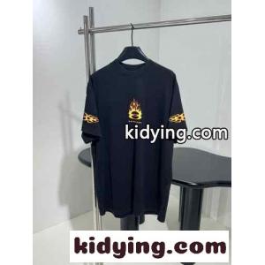 カジュアル プリント オーバーサイズTシャツ バレンシアガ スーパーコピー 半袖Tシャツ コピー ブラックkid26SbOjOr