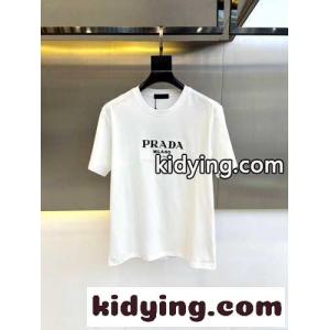 ベーシック ロゴ入り クルーネック Tシャツ プラダ ブランド コピー 半袖Tシャツ コピー ホワイトkid26T9za8v