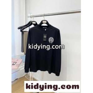 おしゃれ シンプル クルーネック プリント 長袖Tシャツ クロムハーツ コピー Tシャツ コピー ブラックkid26je4Pze