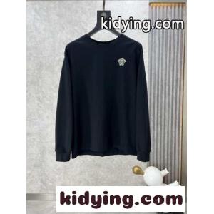 ヴェルサーチ コピーブランドェ Tシャツ コピー シンプル ロゴ クルーネック 長袖Tシャツ ブラックkid26em85vC
