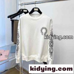 定番 おしゃれ ロゴ プリント クルーネック スウェットシャツ クロムハーツ コピー Tシャツ コピー ホワイトkid26CSTTTj