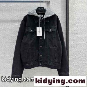おしゃれ チャコールウォッシュ デニムジャケット セリーヌ コピーブランド ジャケット コピー ユニセックスkid26GfCK5r