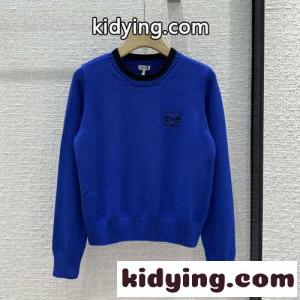 シンプル 配色 クルーネック アナグラム ロエベ コピー セーター コピー ロングスリーブ ブルーkid26Pru4ve
