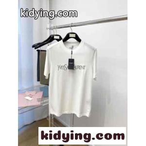 イヴ・サンローラン ブランド コピー Tシャツ コピー シンプル 合わせやすい クルーネック 半袖 ホワイトkid261nODCe