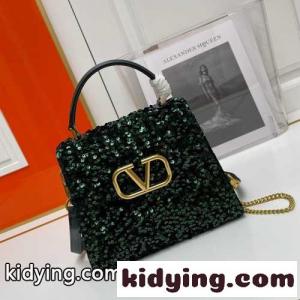 注目される レディース VSling スパンコール ハンドバッグ ヴァレンティノ コピー バッグ コピー グリーンkid26remW1v