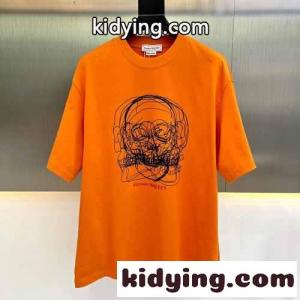 おしゃれ スケッチスカルTシャツ アレキサンダー・マックイーン Tシャツ コピー オレンジkid26nGrGLr