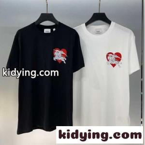 ハートEKD コットンTシャツ バーバリー コピー Tシャツ コピー 半袖 クルーネックkid26W1Xnqu