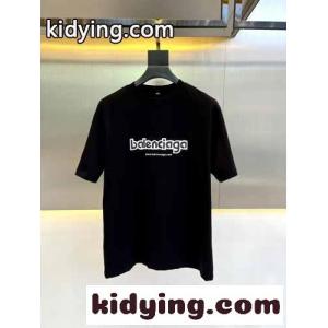 シンプル 着回し ロゴ クルーネック 半袖Tシャツ バレンシアガ コピー Tシャツ コピー ブラックkid26Pb0HTD