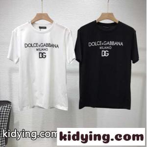 シンプル ロゴプリント クルーネック ドルチェ&ガッバーナ スーパーコピー Tシャツ コピー コットンkid26yum81j