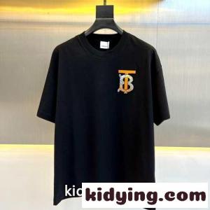 バーバリー コピー Tシャツ コピー 大人気 ロゴ コットン クルーネック 半袖Tシャツ ブラックkid26XXPPbC