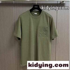 シンプル アナグラム クルーネック コットン 半袖 ロエベ スーパーコピー Tシャツ コピー メンズkid26KjaGPf