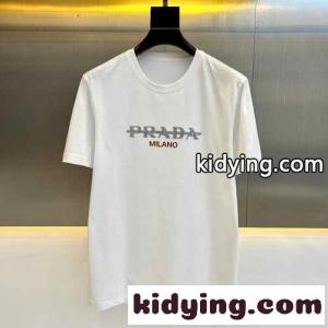 ベーシック 着回し ロゴ クルーネック プラダ スーパーコピー Tシャツ コピー メンズ 半袖 トップス ホワイトkid26PDyCaC