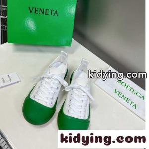 男女兼用 シンプル 定番 キャンバス レースアップ ボッテガ・ヴェネタ スニーカー コピー ホワイト＆グリーンkid264fSbqy