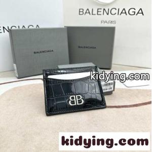 高級感 クロコ型押し BBロゴ カードホルダー バレンシアガ コピーブランド 財布 コピー 人気kid26zqmCua