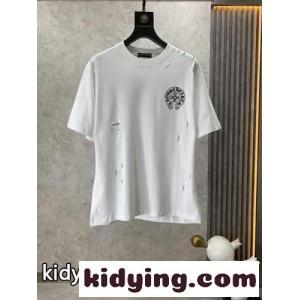 カジュアル ゆったり 快適 クルーネック クロムハーツ コピー Tシャツ コピー コットン 半袖Tシャツ ホワイトkid26fyaKnu