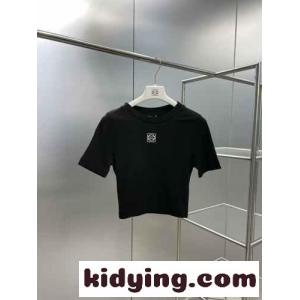 アナグラム トップス リブコットンジャージー ロエベ コピー Tシャツ コピー ブラックkid26W1DqOv