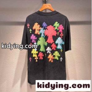 ストリート おしゃれ マルチカラークロス クロムハーツ コピー Tシャツ コピー 半袖 クルーネックkid26LnKbea